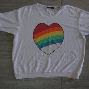 Wildfox Womens Rainbow Heart Graphic Print Long Sleeve Soft Shirt Size Medium